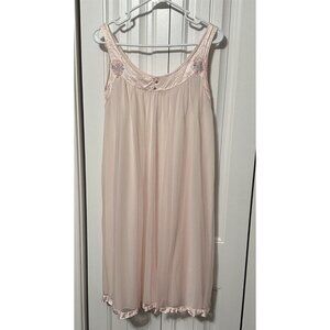 Vintage Lisette Al Sterling Nightie Nightgown Pink Large Double Nylon Chiffon